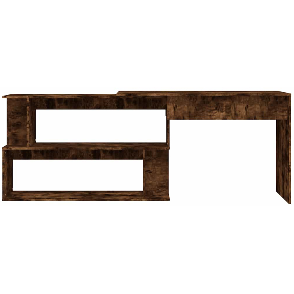 vidaXL 2 Shelf Rotatable Corner Office Desk Smoked Oak Image 4