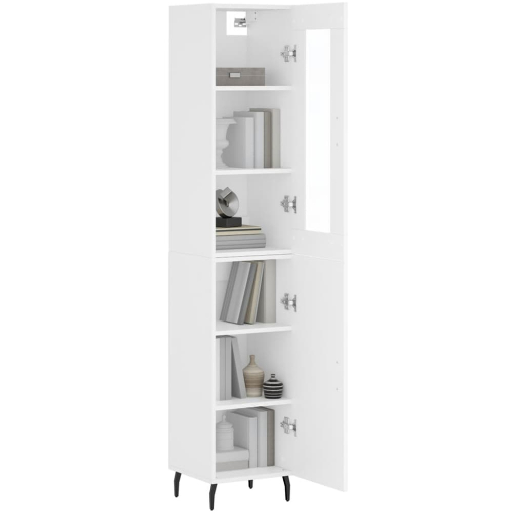 vidaXL 2 Glass and Door 6 Shelf White Highboard with Metal Legs Image 3