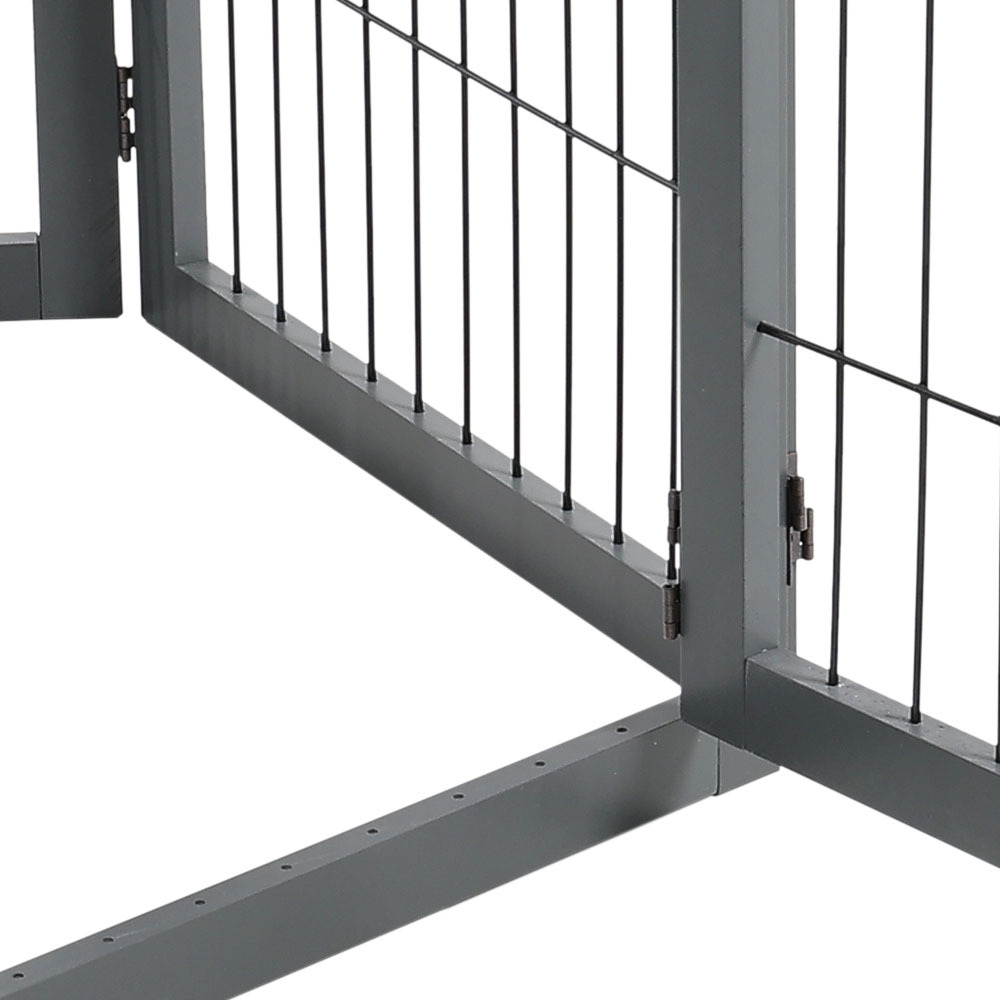 H&O Direct 4 Panel Grey Freestanding Wooden Foldable Pet Playpen Image 3