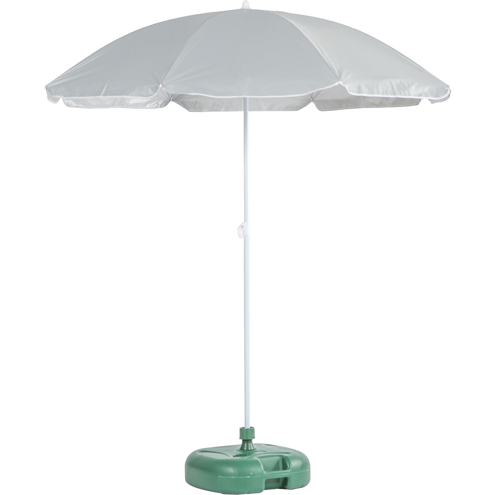 Harbour Housewares Grey and Green Metal Beach Parasol with Fillable Base 1.74 x 1.93m Image 1