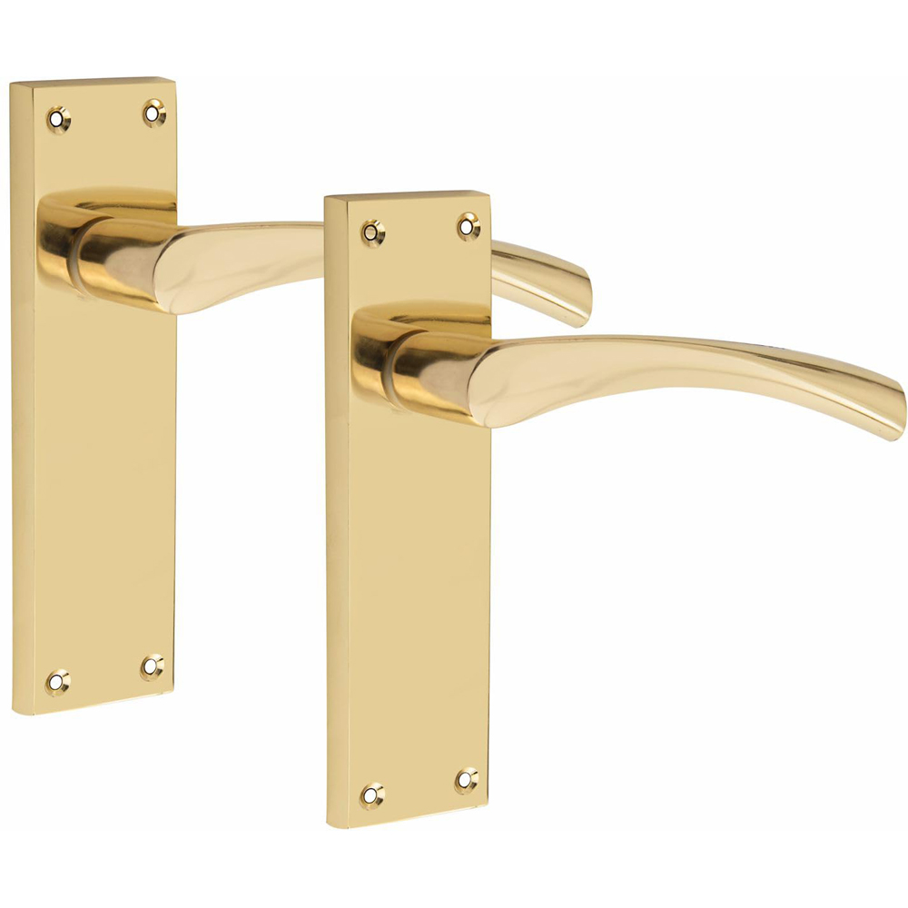 Golden Grace Polished Brass Victorian Scroll Astrid Latch Door Handle with Hinge 6 Pack 150 x 40mm Image 3