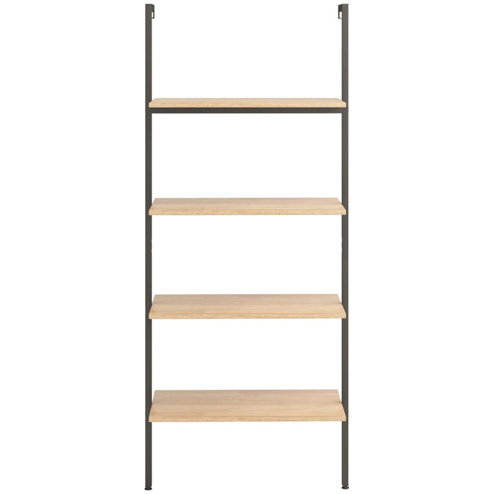 vidaXL 4-Tier Light Brown and Black Leaning Shelf Image 2