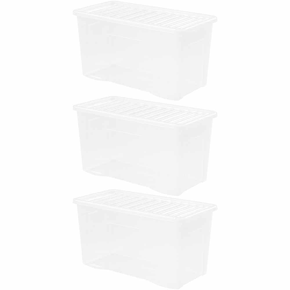 Wham 110L Crystal Storage Box and Lid 3 Pack Image 1