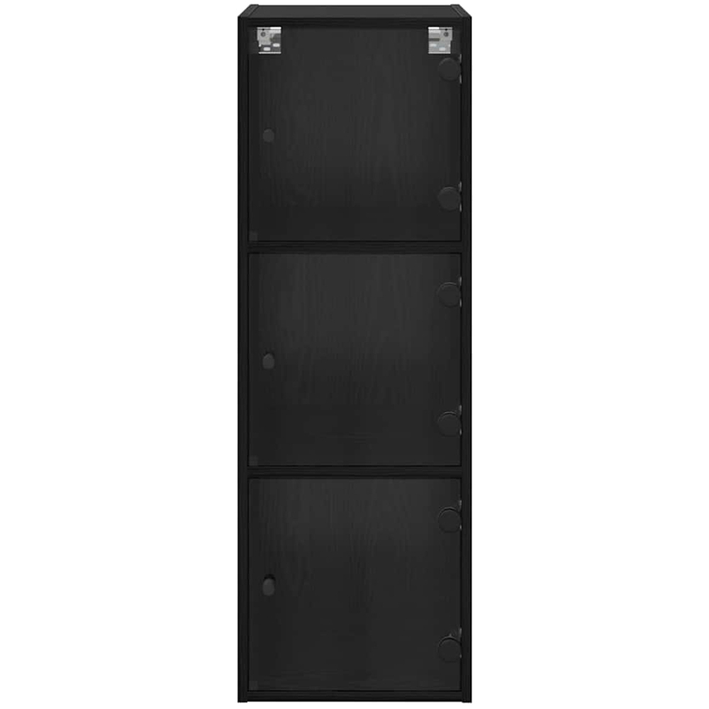 vidaXL 3 Glass Door Black Oak Wall Cabinet Image 4