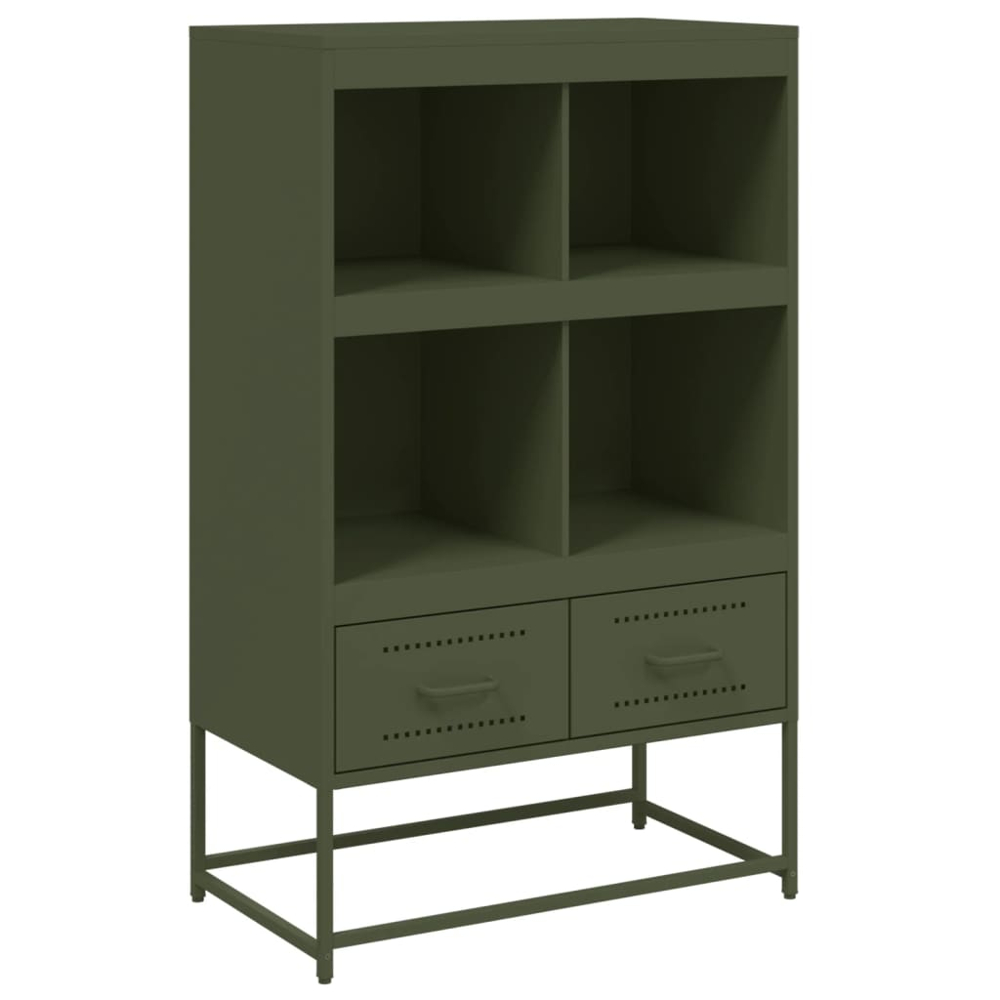 vidaXL 2 Drawer 4 Shelf Green Cold-Rolled Steel Highboard Image 2
