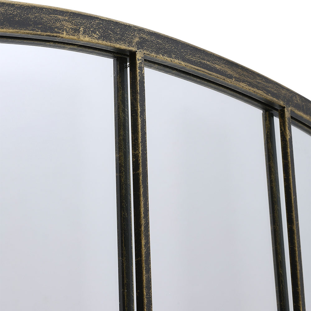 Living and Home Bronze Arched Wall Mirror with Metal Frame Image 3
