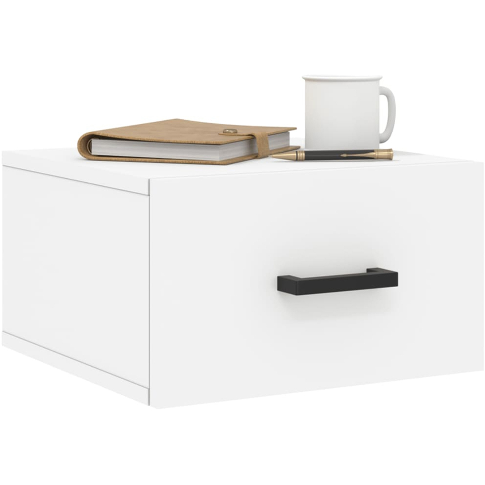 vidaXL Singe Drawer White Wall Mounted Bedside Table Image 3