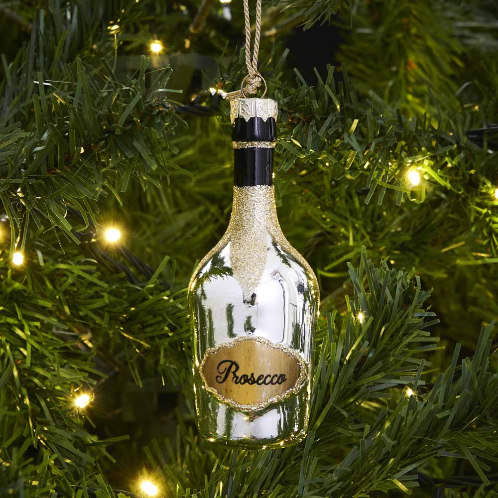 Wilko Luxe Prosecco Bottle Christmas Ornaments 4 Pack Image 3
