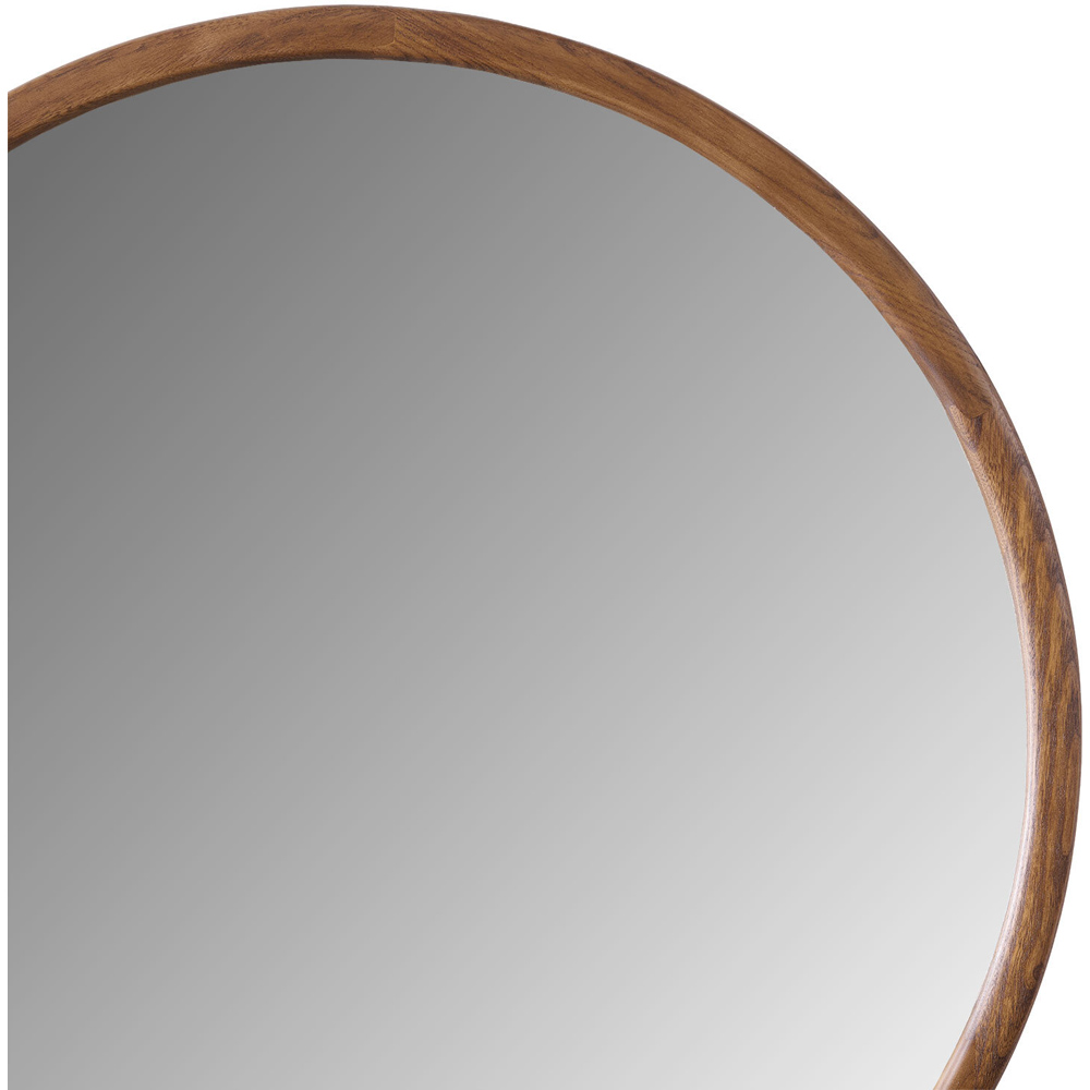 Solid Dark Wood Round Mirror Brown Image 4
