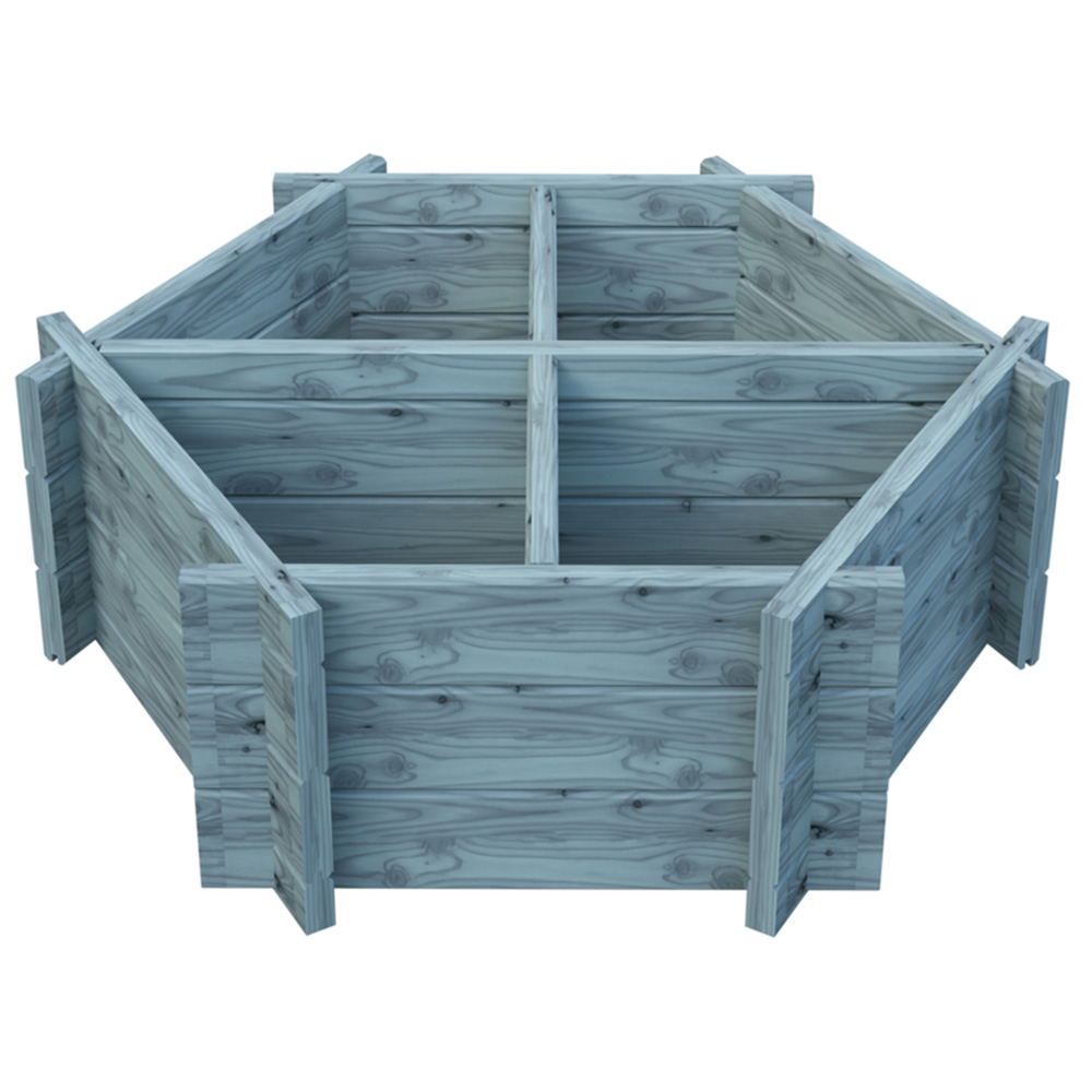 Shire GB 4 Plant Larch Wood Hexagonal Planter 100cm Image 1