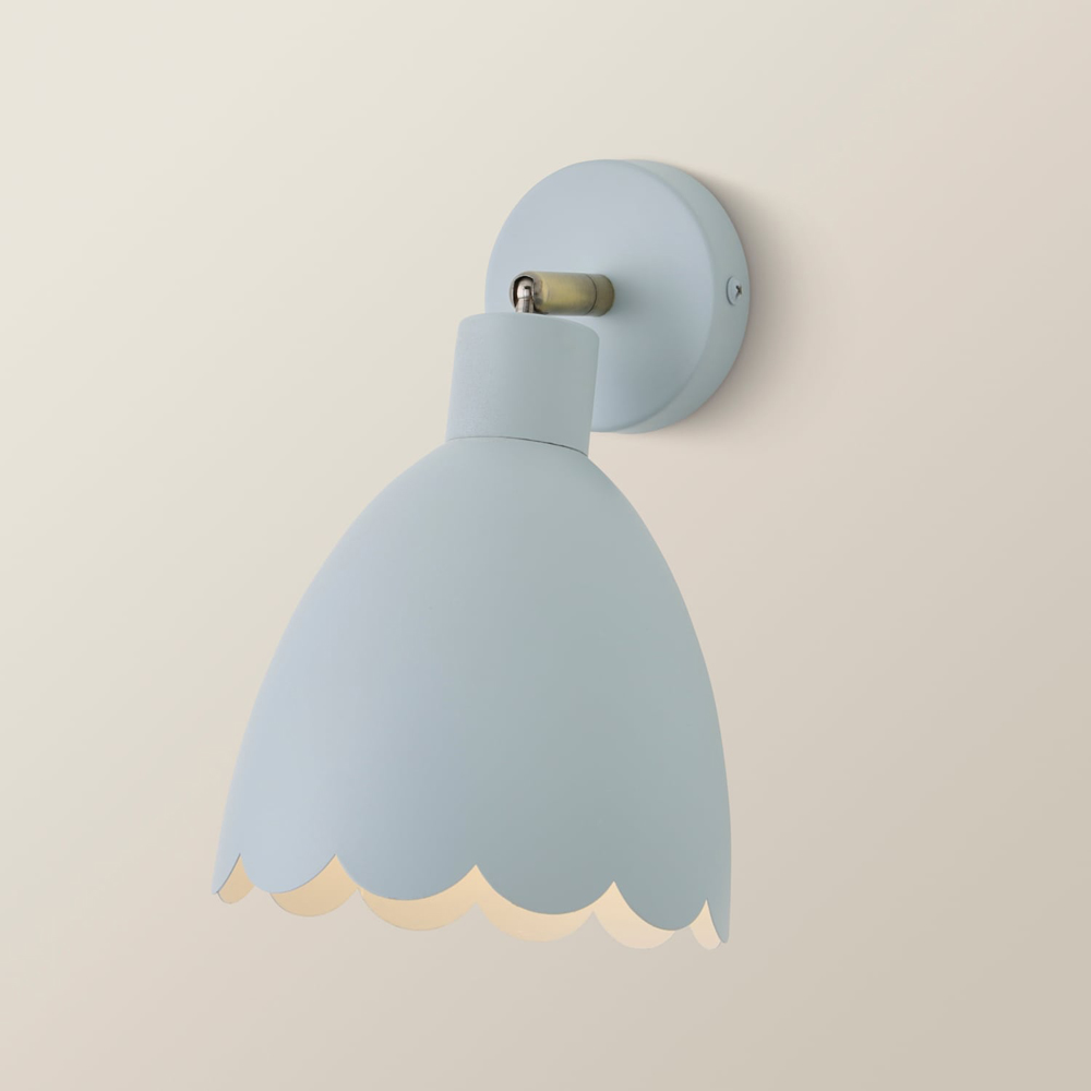 ValueLights Millie Powder Blue Scallop Shade Adjustable Wall Light with Bulb Image 5