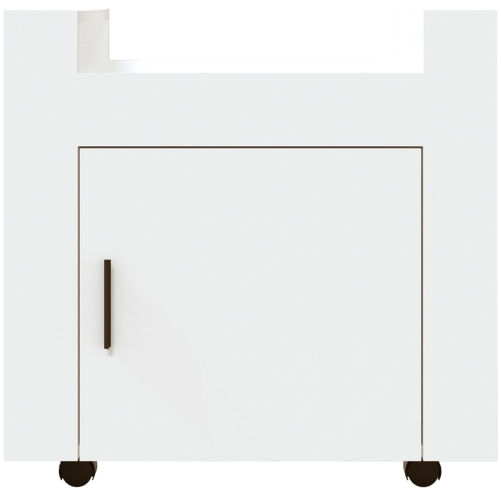 vidaXL Single Door Single Shelf White Wooden Desk Trolley Image 6