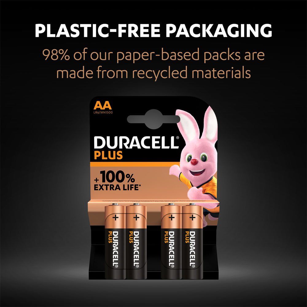 Duracell Plus LR6 AA 1.5V Alkaline Batteries 4 pack Image 8