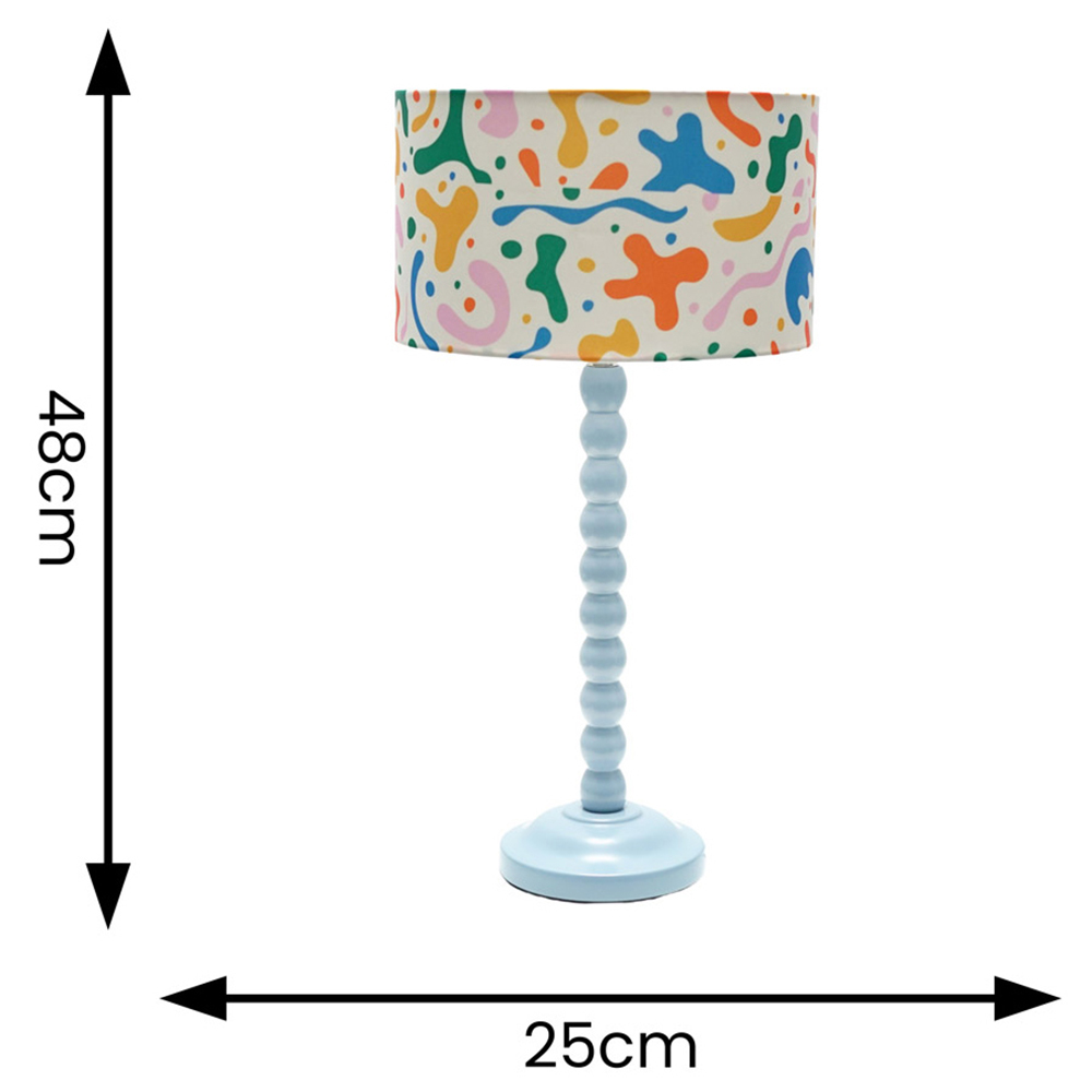ValueLights Bobbins Abstract Shapes Drum Shade Powder Blue LED Table Lamp Image 5
