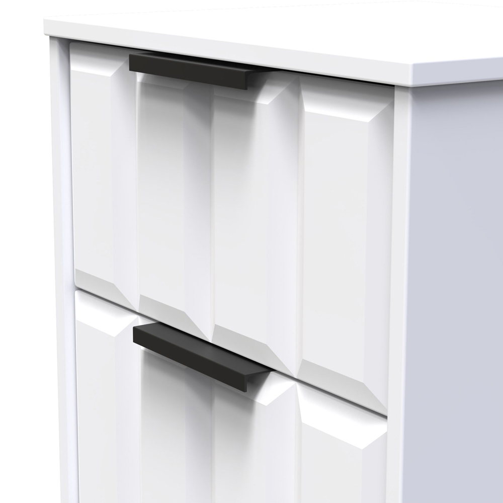 Crowndale New York 3 Drawer Matt White Bedside Table Ready Assembled Image 5