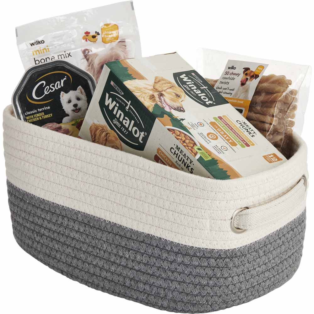 Wilko Small Grey and White Rope Tote Image 3