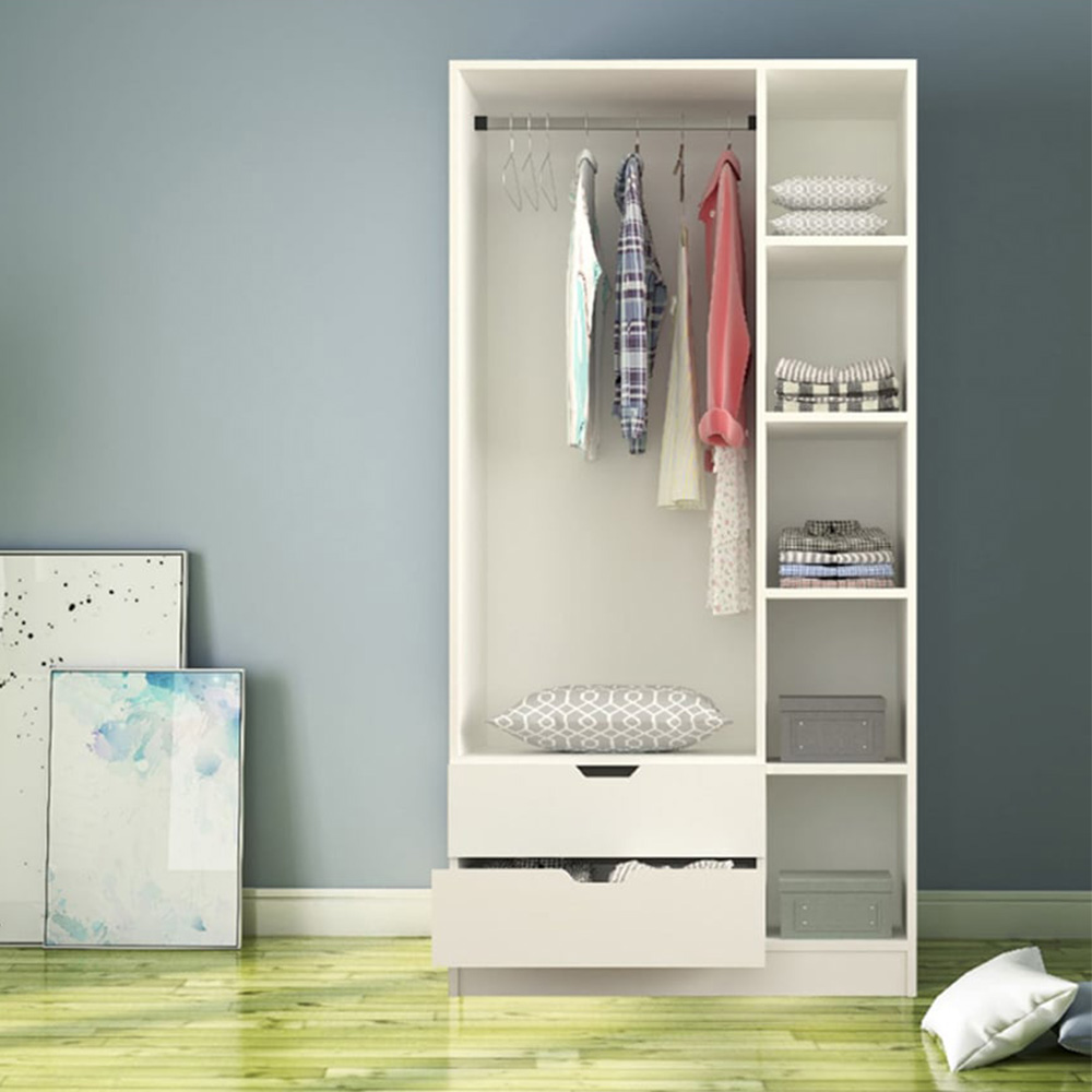 Evu Bergen 3 Door 2 Drawer White Wardrobe Image 4