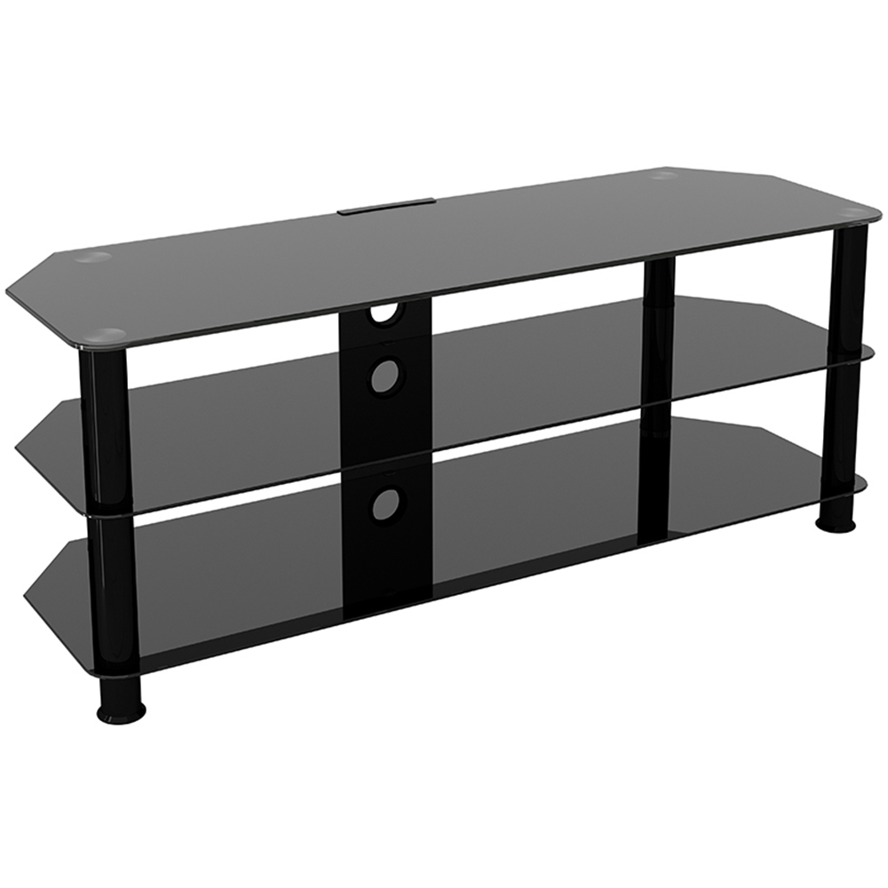 AVF Classic 2 Shelf Black Glass Corner TV Unit with Cable Management Image 2