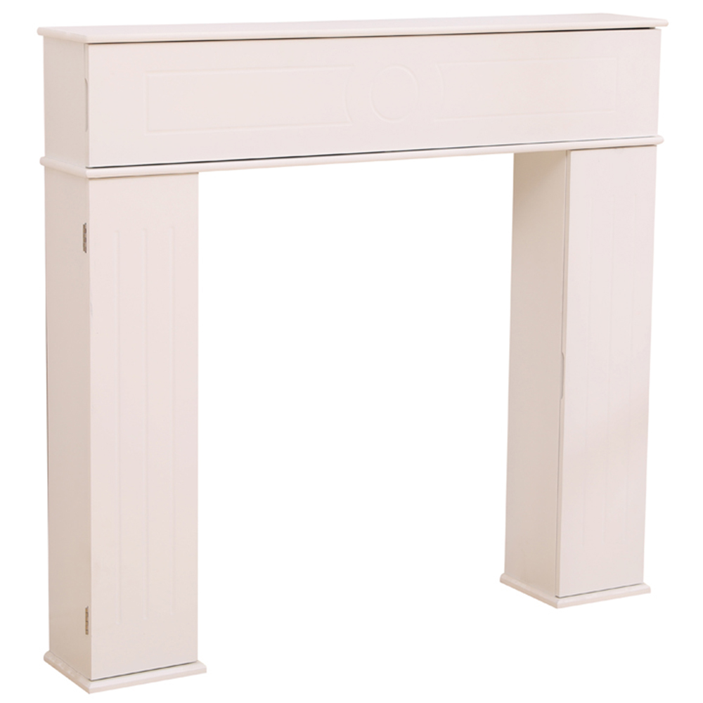 FurnitureHMD 3 Door White Fireplace Surround Edge Storage Unit Image 2