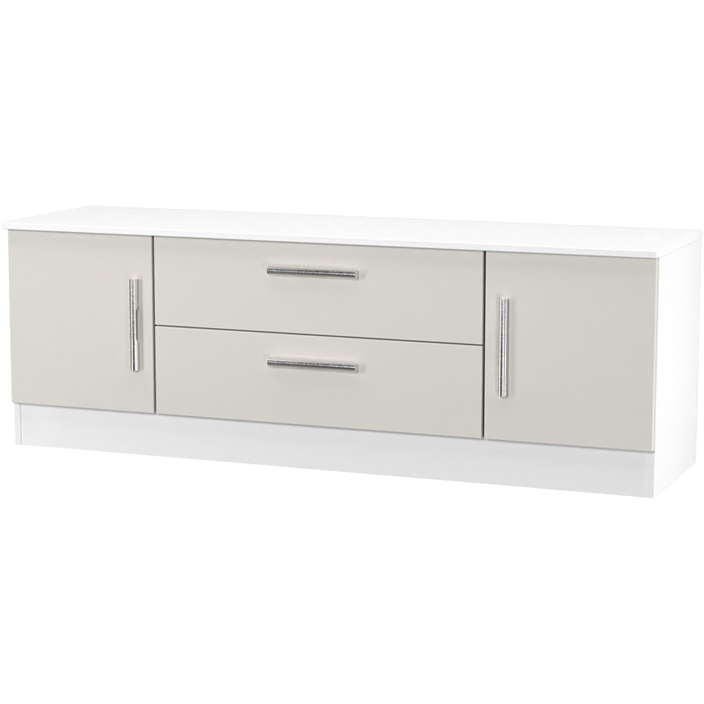 Crowndale Contrast 2 Door 2 Drawer Grey Matt and White Wide TV Unit Ready Assembled Image 4