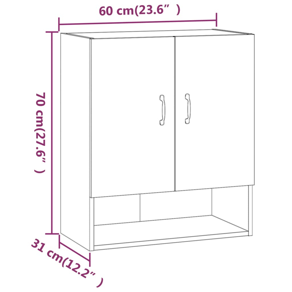 vidaXL 2 Door Single Shelf Sonoma Oak Wall Cabinet Image 7