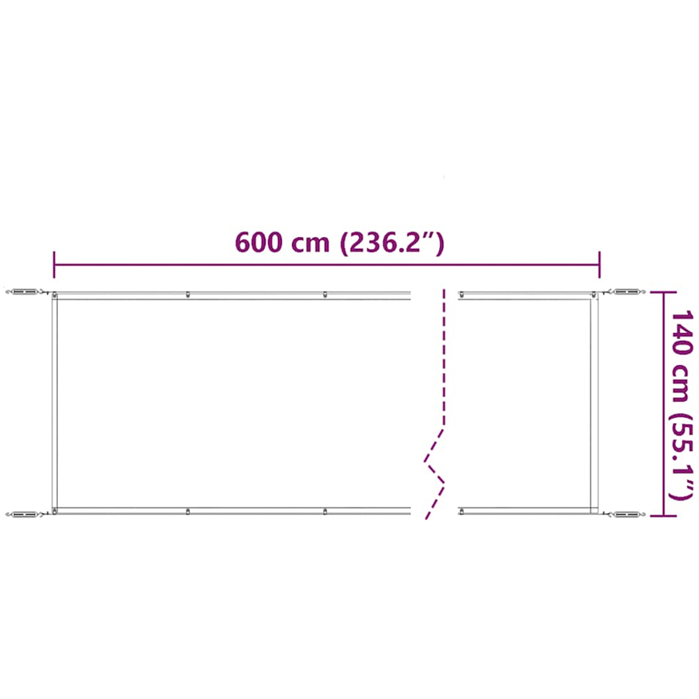 vidaXL White Oxford Fabric Vertical Awning 1.4 x 6m Image 6