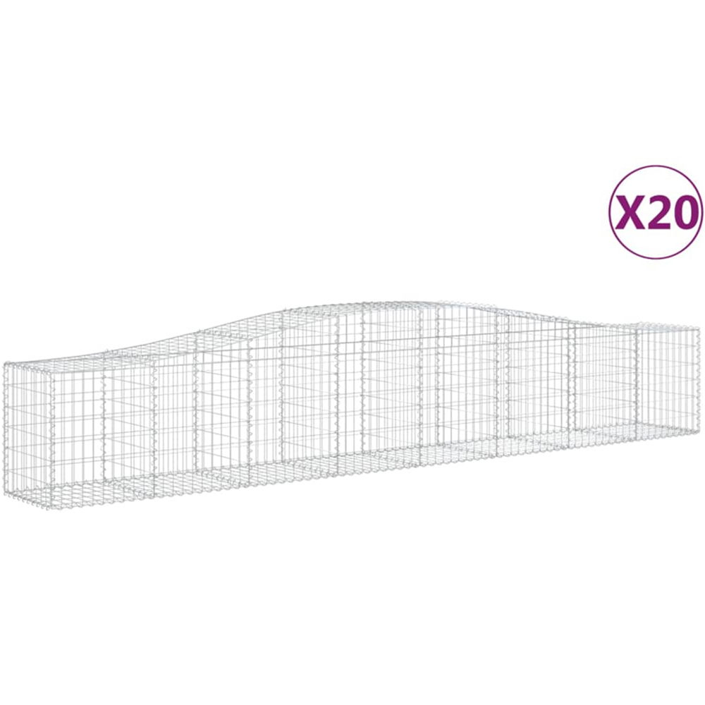 vidaXL Silver Galvanised Iron Gabion Basket 400 x 50 x 60/80cm 20 Pack Image 4