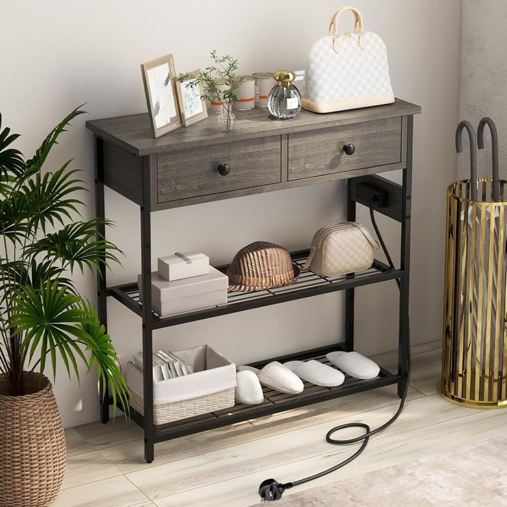 Costway Grey Entryway Narrow Console Table Image 1