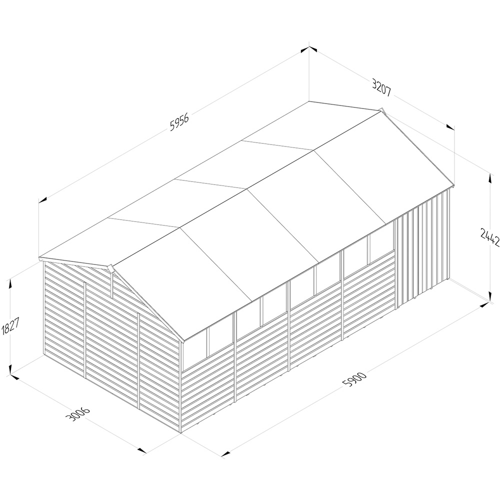 Forest Garden Beckwood 20 x 10ft Double Door 8 Windows Shiplap Reverse Apex Shed Image 9