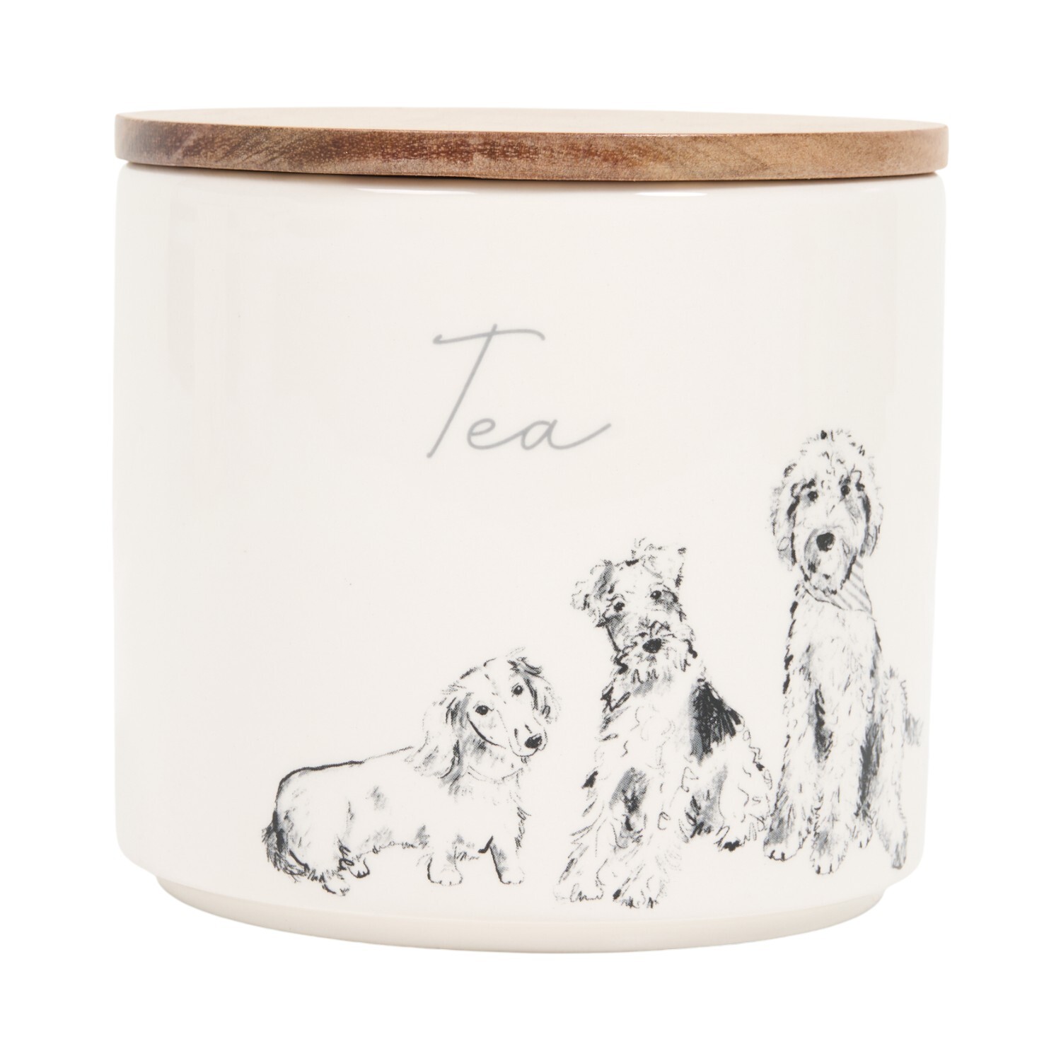 Set of 3 Waggy Tails Canisters with Acacia Lids White Image 6
