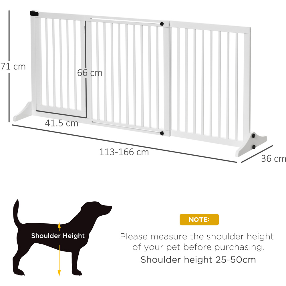 PawHut White 113-166cm Adjustable Wooden Freestanding Pet Safety Gate Image 7