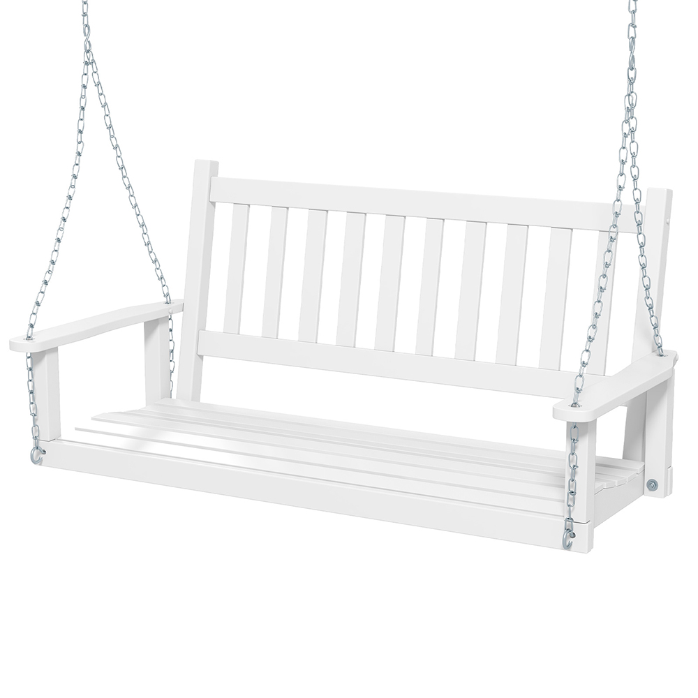 Costway 2 Seater White Garden Swing Chair Image 2
