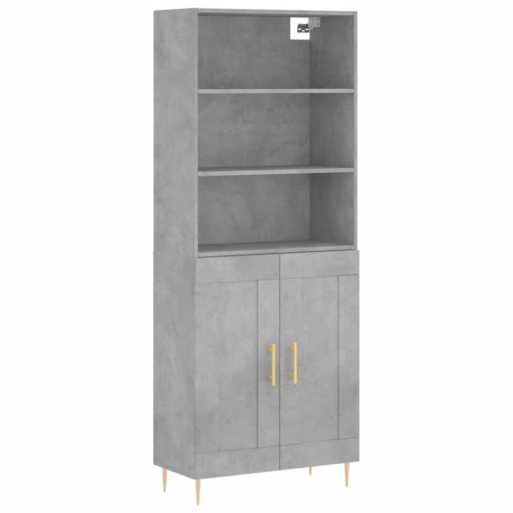 vidaXL 2 Door 3 Shelf Concrete Grey Highboard Image 2
