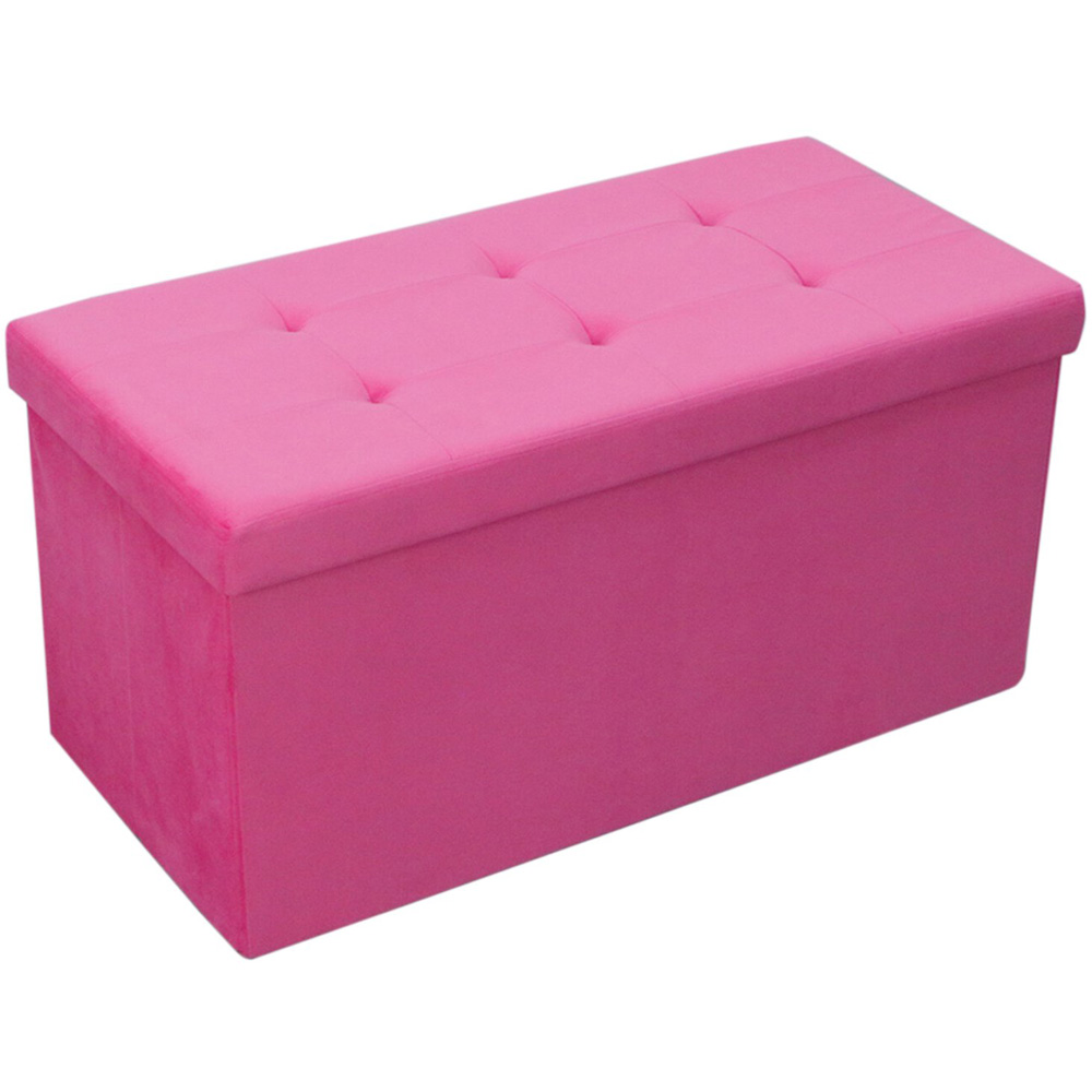 Seville Pink Brushed Velvet Storage Box Image 2