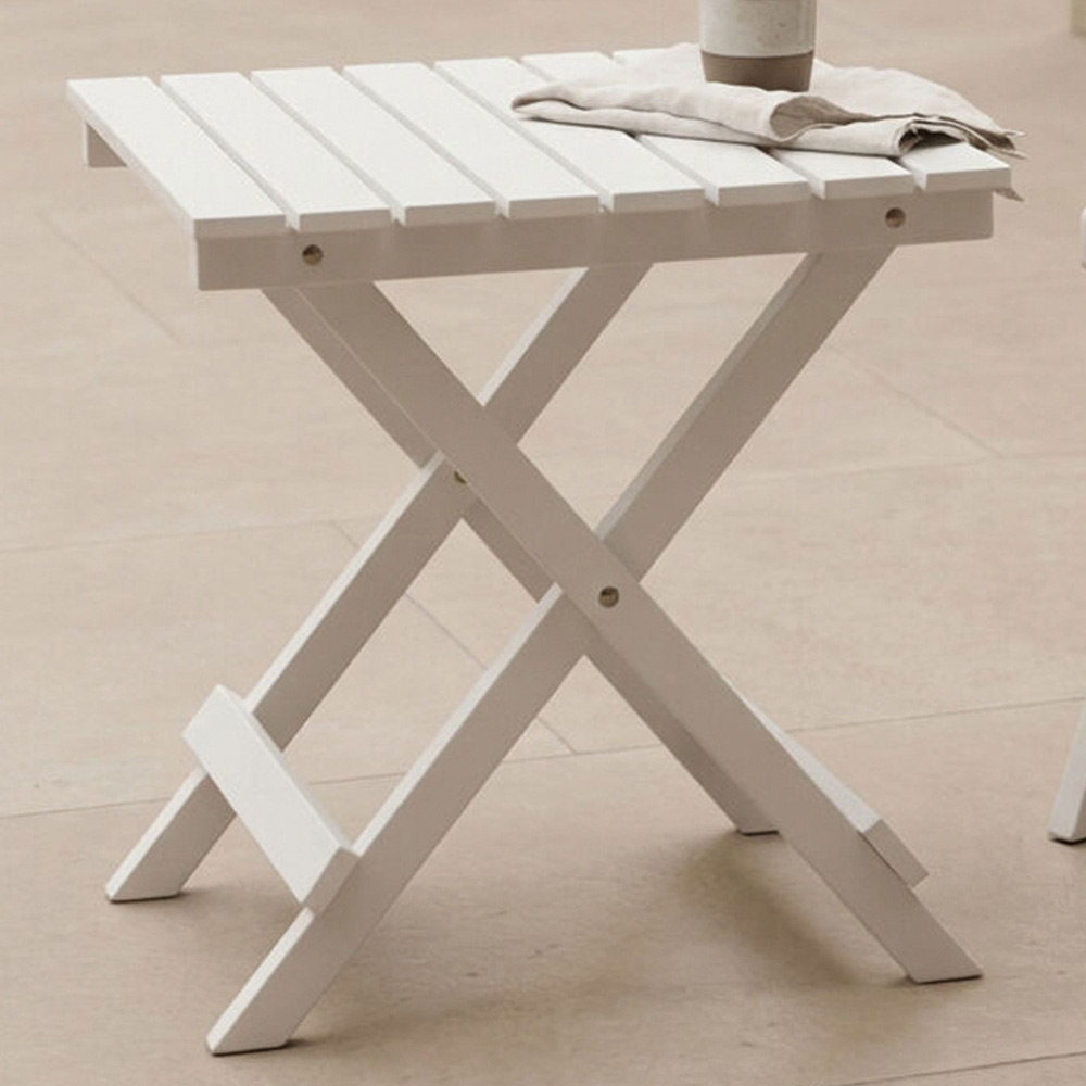 Premier Housewares White Wooden Foldable Side Table Image 1
