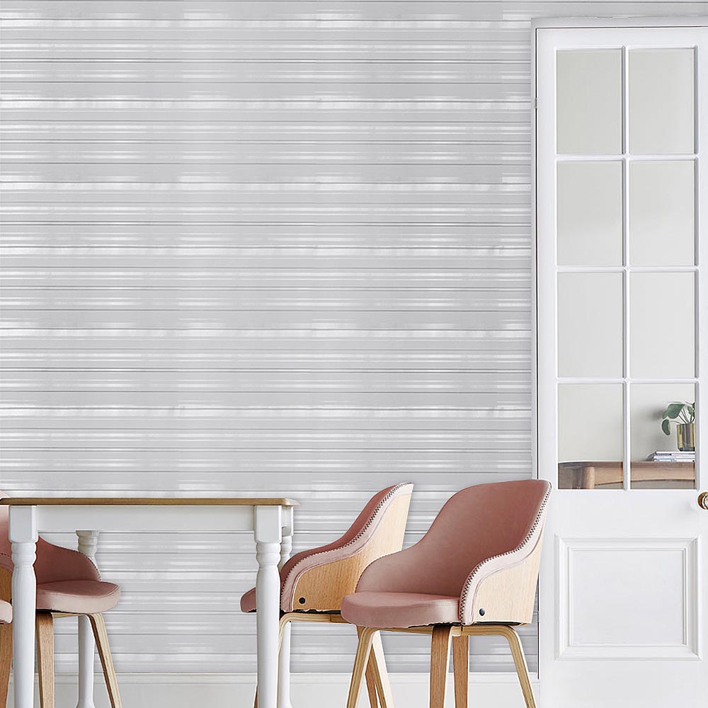 Living and Home Stripe Metallic Silver and Grey Wallpaper Image 7