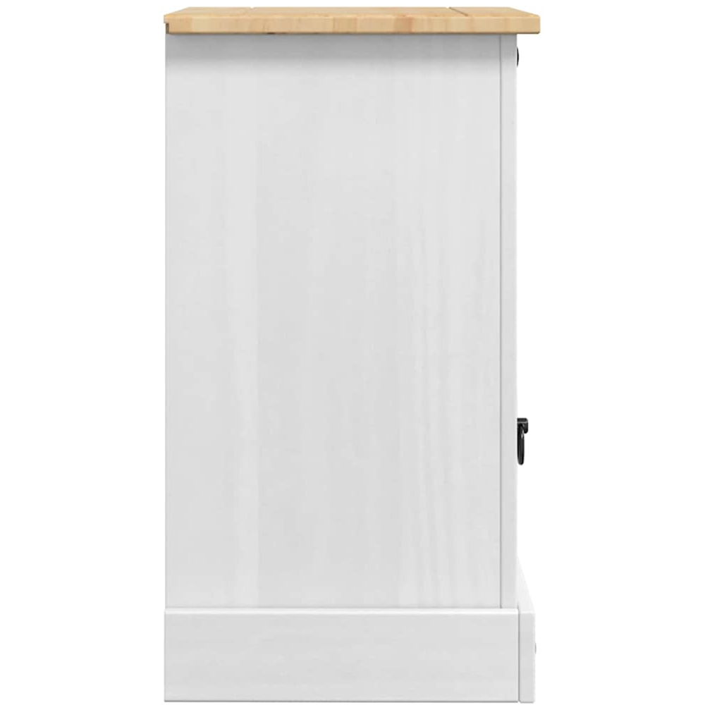 vidaXL Corona Single Door Single Drawer White Solid Pine Wood Wide Bedside Table Image 6
