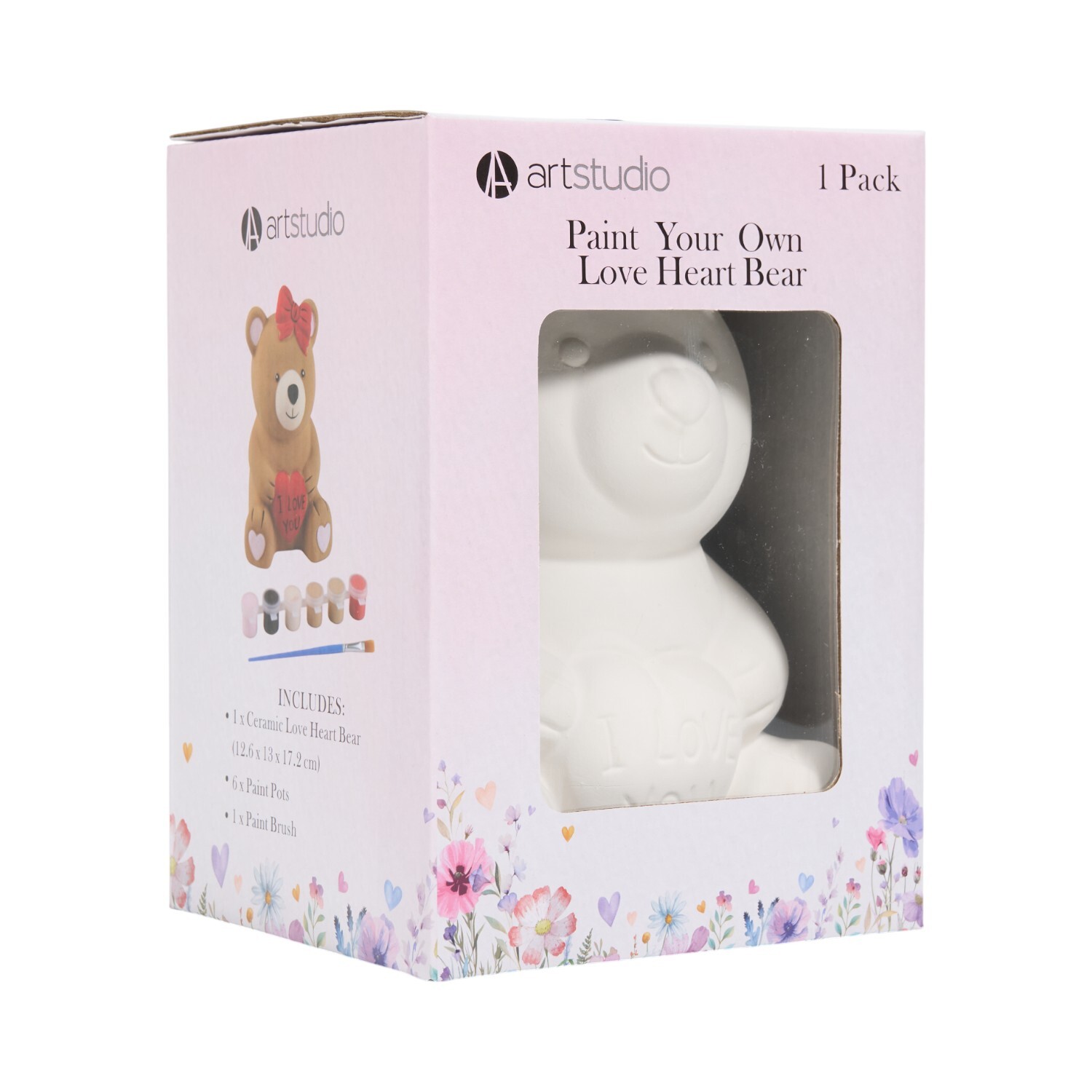 Paint Your Own Love Heart Bear Kit White Image 2