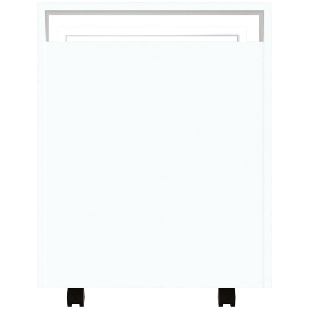 vidaXL Single Door Single Shelf White Wooden Desk Trolley Image 7