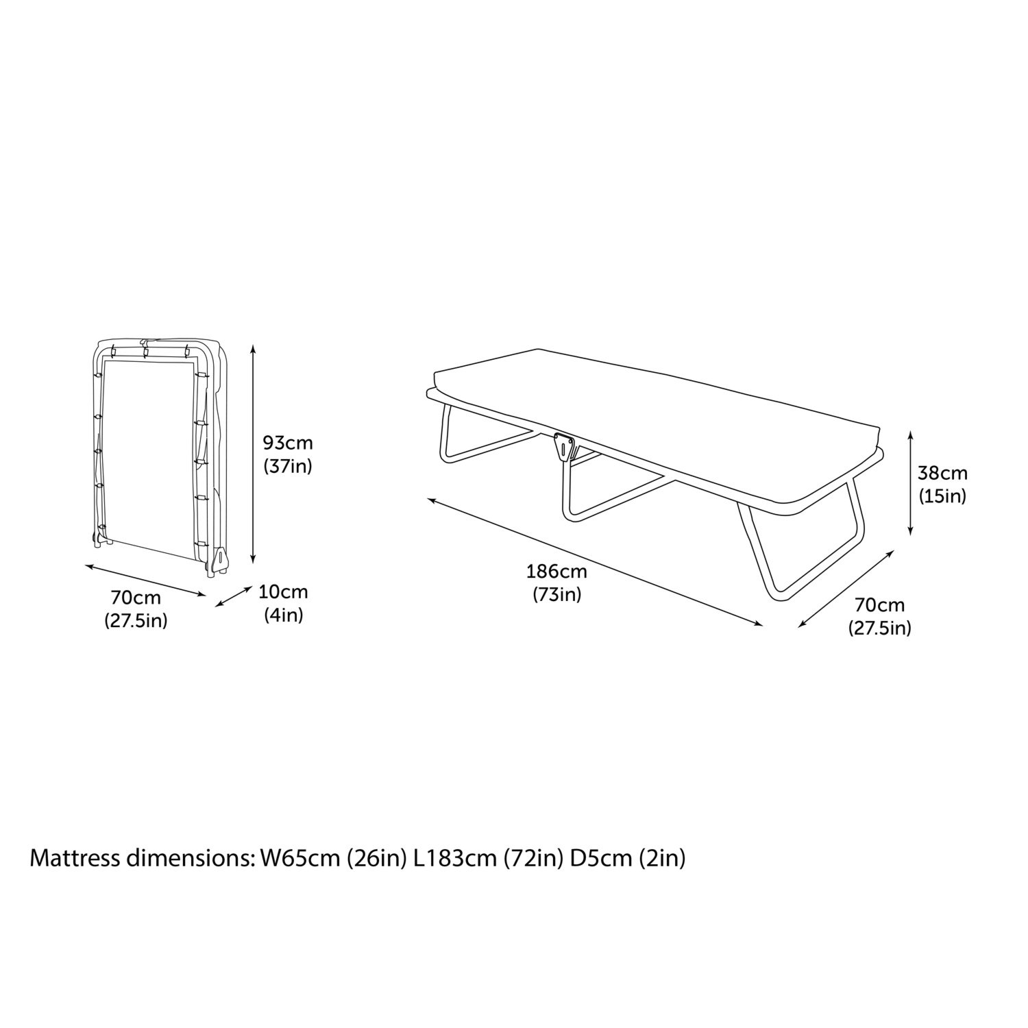 Jay-Be Folding Bed Frame with Airflow Mattress - Black and white Image 7