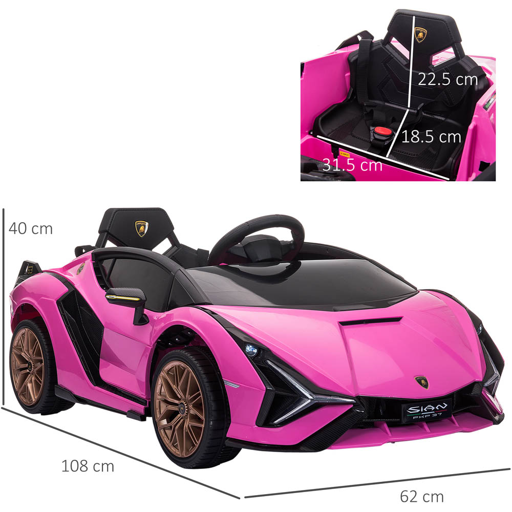 Tommy Toys Lamborghini Sian Kids Ride On Electric Car Pink 12V Image 6