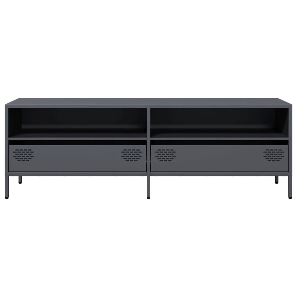 vidaXL 2 Drawer 2 Shelf Anthracite Cold-Rolled Steel TV Cabinet Image 4