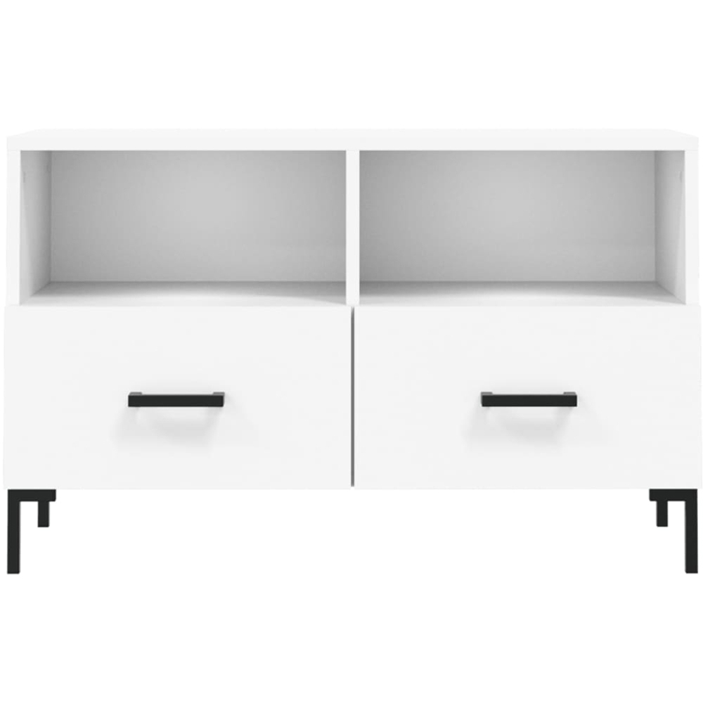 vidaXL 2 Drawer 2 Shelf White TV Cabinet Image 5