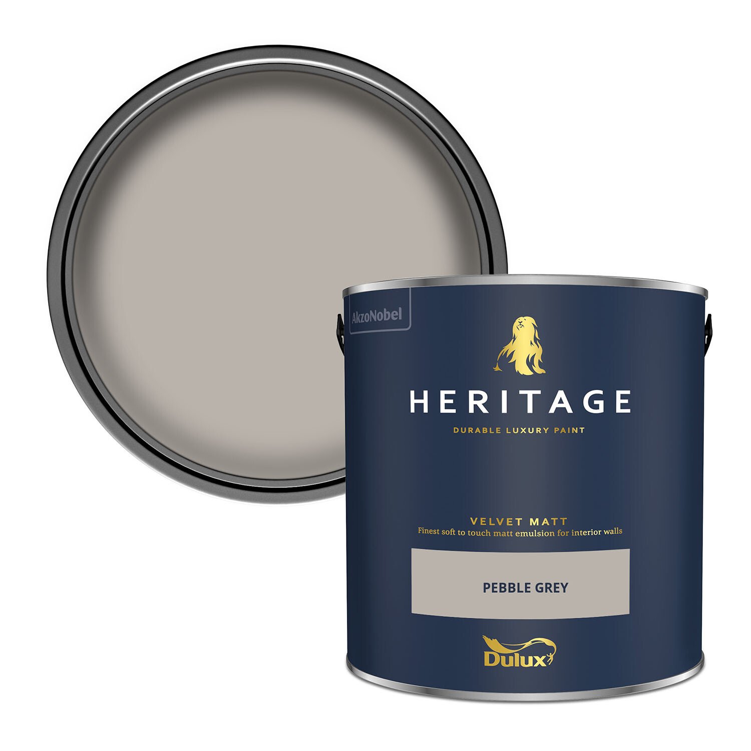Dulux Heritage Walls and Ceilings Pebble Grey Velvet Matt Emulsion Paint 2.5L Image 1