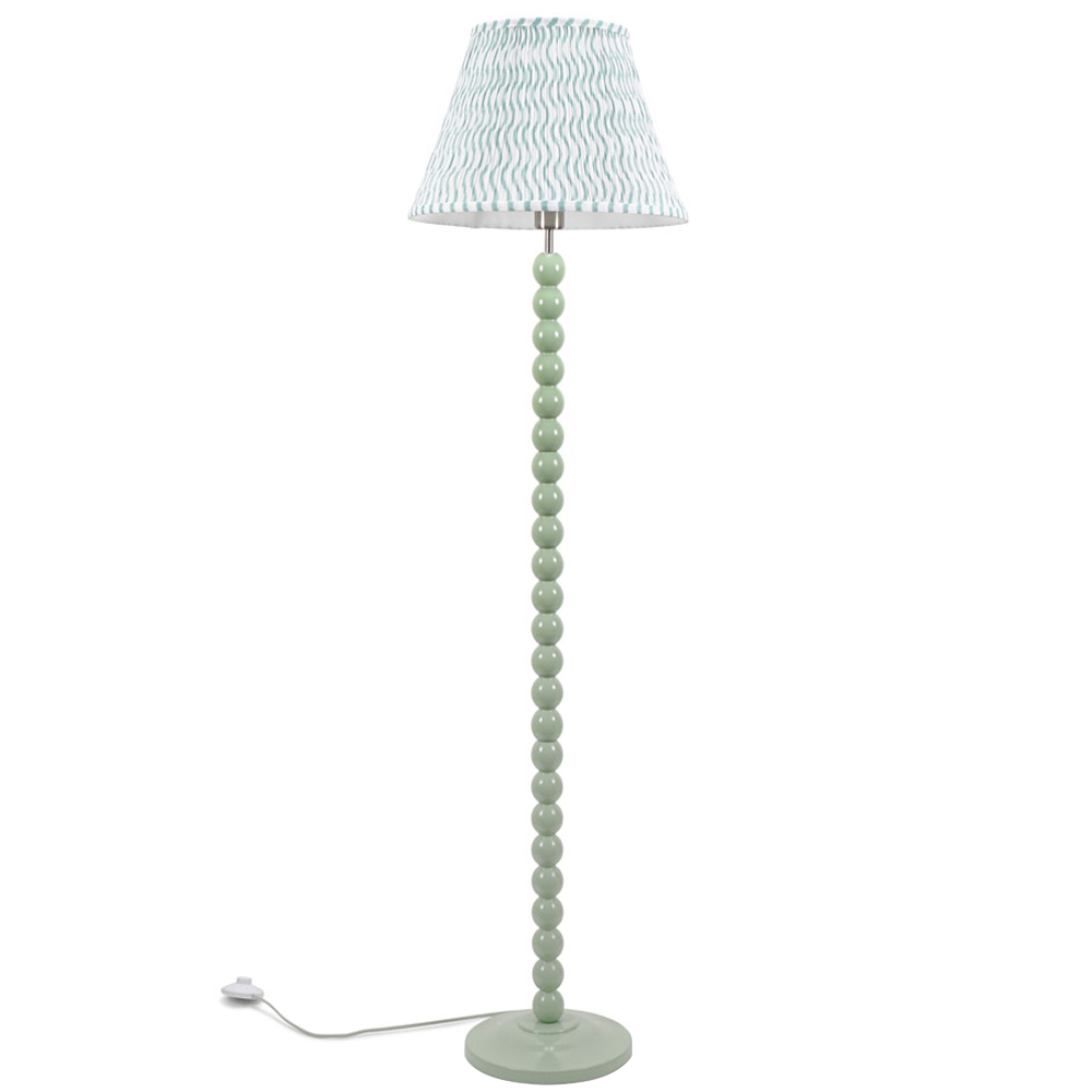 ValueLights Bobbins Green Arrow Pleated Shade Sage Green LED Floor Lamp Image 1