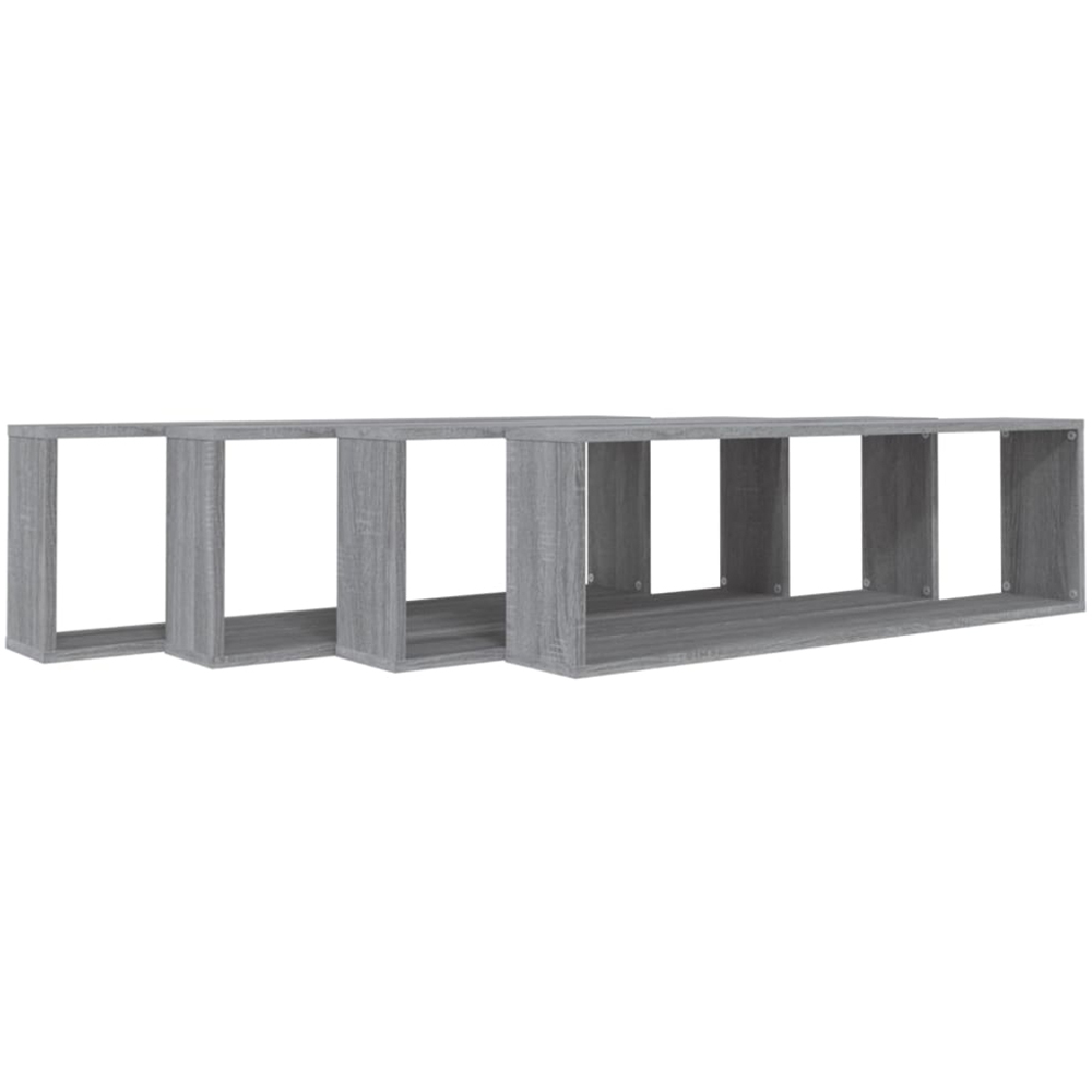 vidaXL 100cm Set of 4 Grey Sonoma Cube Floating Wall Shelf Image 2