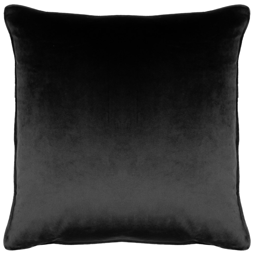 Paoletti Bloomsbury Black Geometric Cut Velvet Piped Cushion Image 3