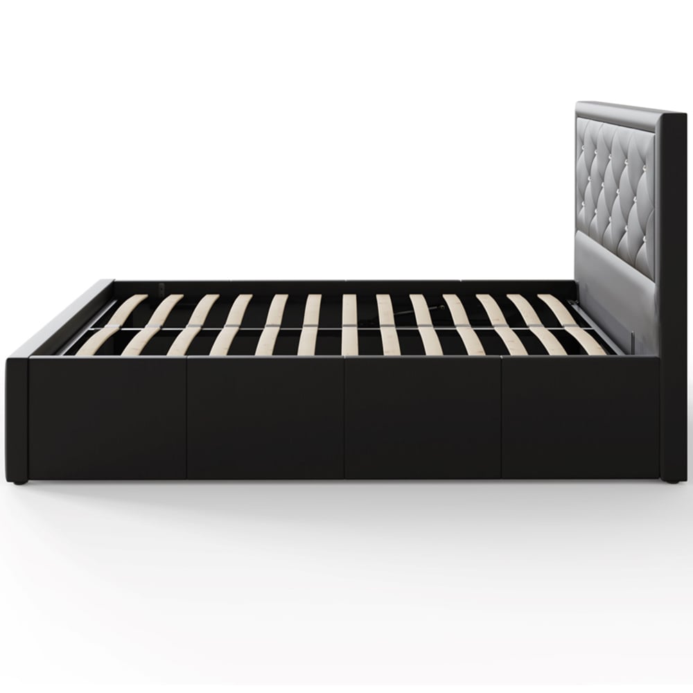 GFW Hollywood King Size Black Gas End Lift Ottoman Bed with Buttoned Headboard Image 3