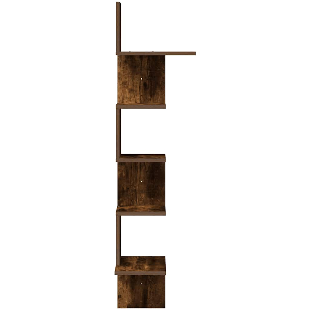 vidaXL 5 Shelf Smoked Oak Corner Wall Shelf Image 4