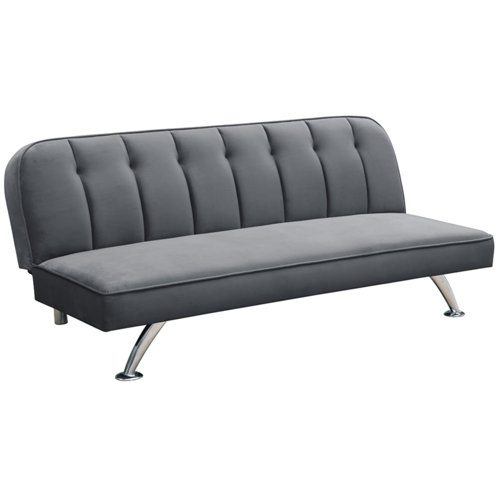 Brighton 3 Seater Grey Velvet Sofa Bed Image 2